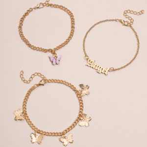 Exquisite dazzling butterfly Angel angel pendant tassel design anklet