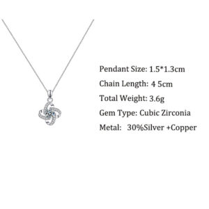 Delicate Swirling Clover Diamond Design Gift Box Pendant Necklace for Niece