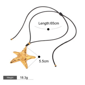 18K gold exquisite noble starfish shape with texture design beach style hair accessories necklace ring earrings set