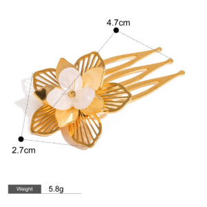 18K gold flower shape with hollow design light luxury noble hair accessories