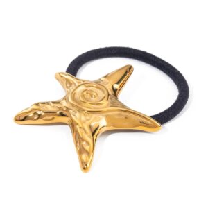 18K gold starfish shape with texture design light luxury style hair accessories