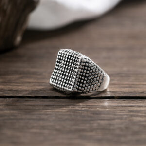 Trendy fashion square pitted hip-hop design versatile ring