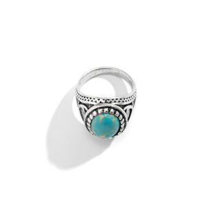 Trendy fashion high sense inlaid turquoise design versatile ring