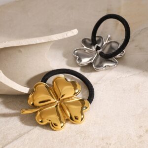 18K gold light luxury noble four-leaf clover design simple style hair accessories