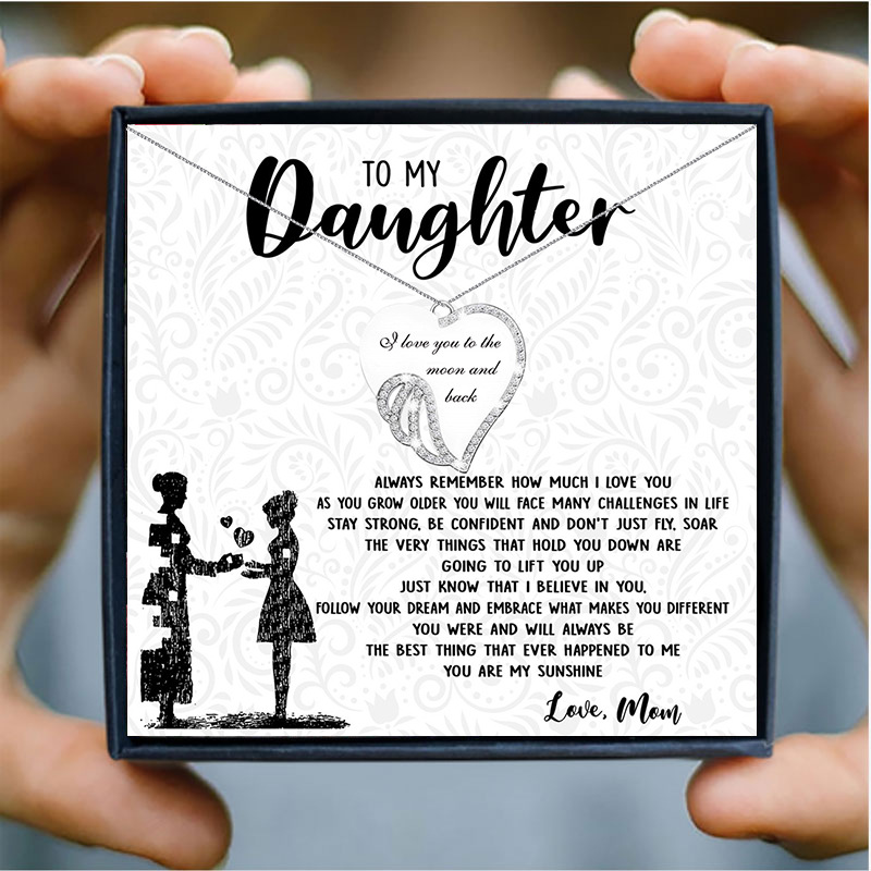 Angel Wings Full Diamond Love Design Gift Box Necklace for Daughter - Image 2
