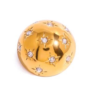 18K gold hemisphere with eight-pointed star pattern inlaid gemstone design light luxury high-end brooch