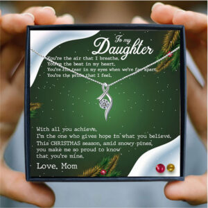 Light luxury single diamond design gift box pendant necklace for daughter