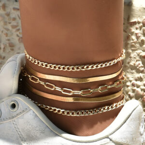 Multilayer Metal Chain Anklet Set Combination
