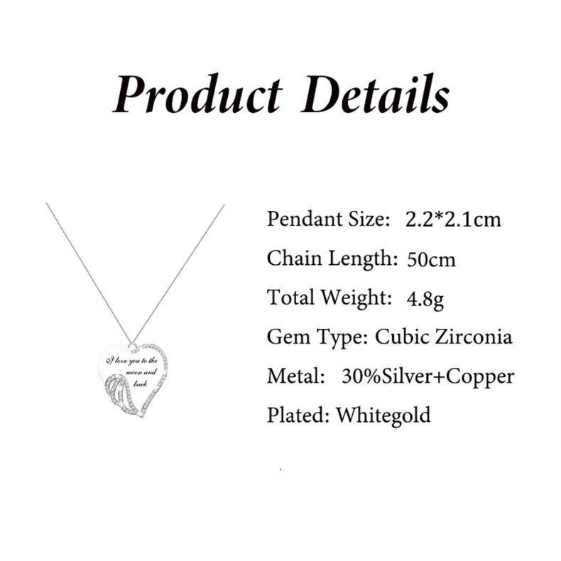 Angel Wings Full Diamond Love Design Gift Box Necklace for Daughter - Image 4