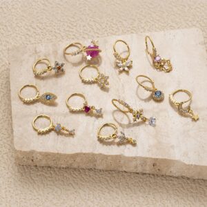 18K gold flower/moon inlaid gemstone design high-end nose ornament