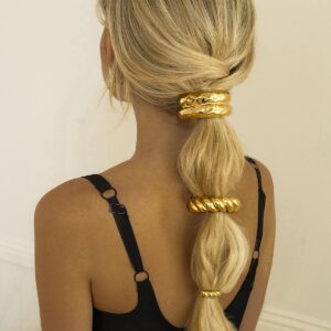 18K gold trendy double-layer U-shaped hair accessories with hammer pattern design