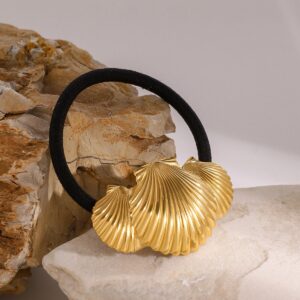 18K gold shell-shaped with textured design ocean-style hair accessories