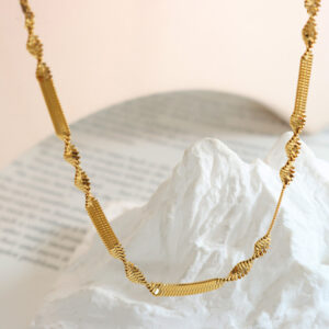 18K Gold Fashion Hip Hop Style Versatile Necklace Bracelet Set
