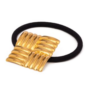 18K gold square with stripes design unique personality hair accessories