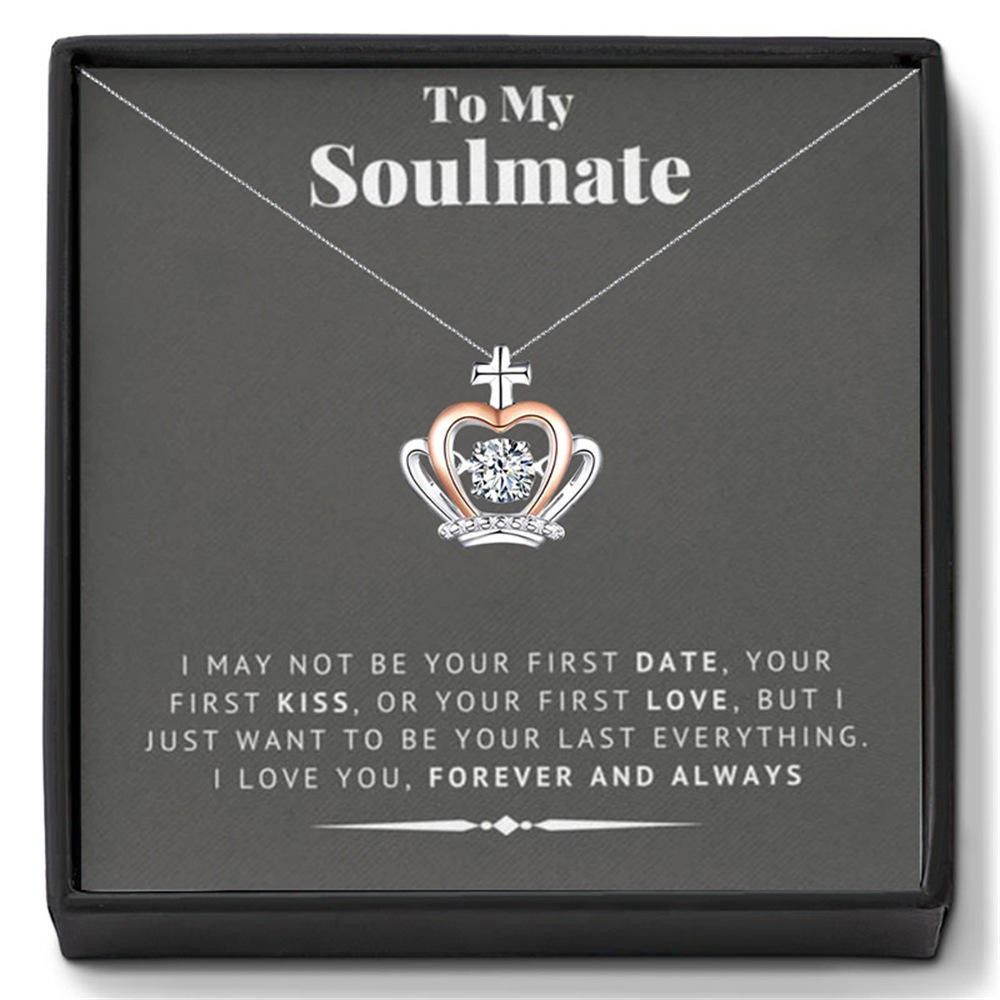 Fashionable Crown Diamond Design Gift Box Pendant Necklace For Your Soul Mate - Image 2