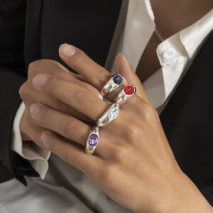 Simple colorful crystal geometric versatile ring