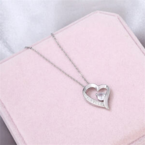 Mother’s Day Hollow Heart Inlaid Zircon Design Necklace