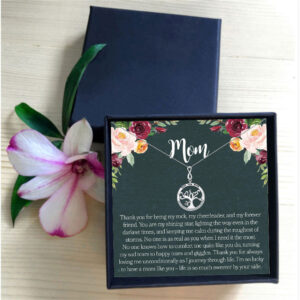 Mother’s Day Simple Inlaid Diamond Tree of Life Design Necklace Pendant