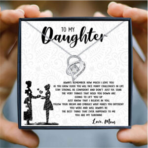 Openwork Heart Inlaid Zircon Gift Box Pendant Necklace for Daughter