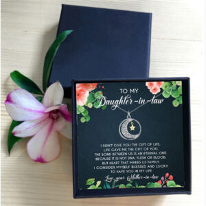 Fashion Moon Star Diamond Gift Box Pendant Necklace for Daughter-in-law