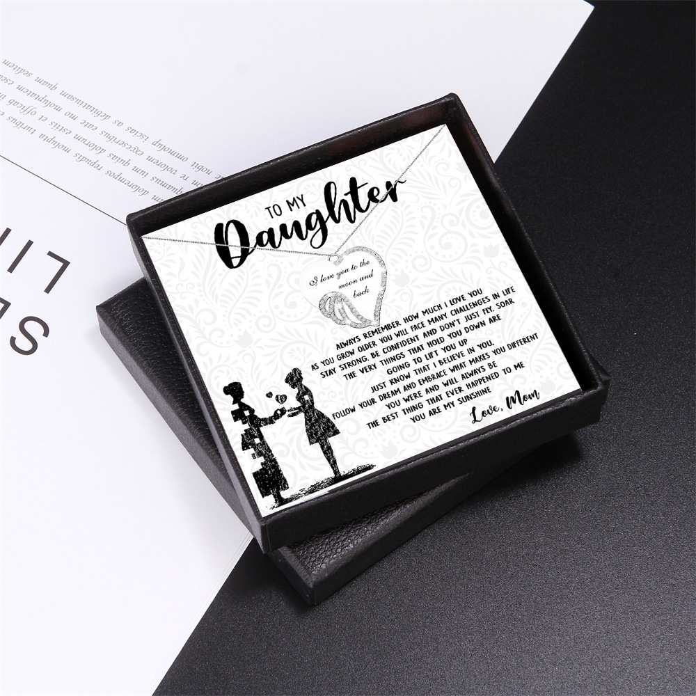 Angel Wings Full Diamond Love Design Gift Box Necklace for Daughter - Image 6