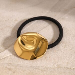 18K gold geometric circle with concave pattern design high-end hair accessories