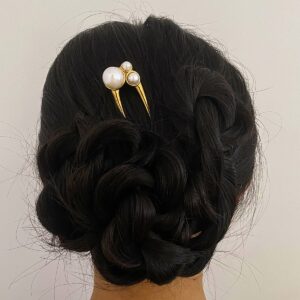 18K gold U-shaped inlaid pearl design high-end hair accessories