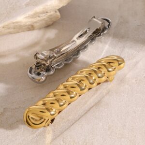 18K gold long strip with rope pattern design unique high-end hair accessories