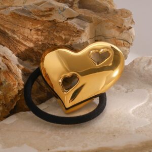18K gold heart shape with geometric heart hollow design high-end hair accessories