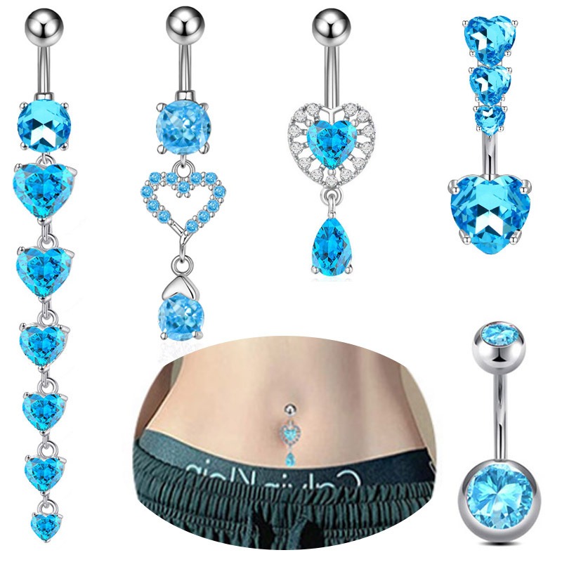 18K gold peach heart inlaid with gemstones with long design and high-end belly ornament - Image 5