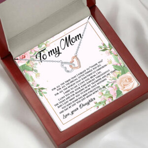 Fashion Two-tone Heart Double Ring Design Gift Box Necklace for Mom