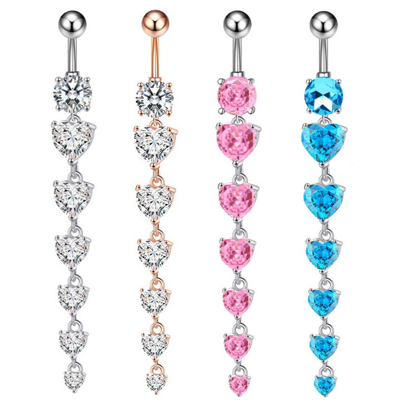 18K gold peach heart inlaid with gemstones with long design and high-end belly ornament - Image 6