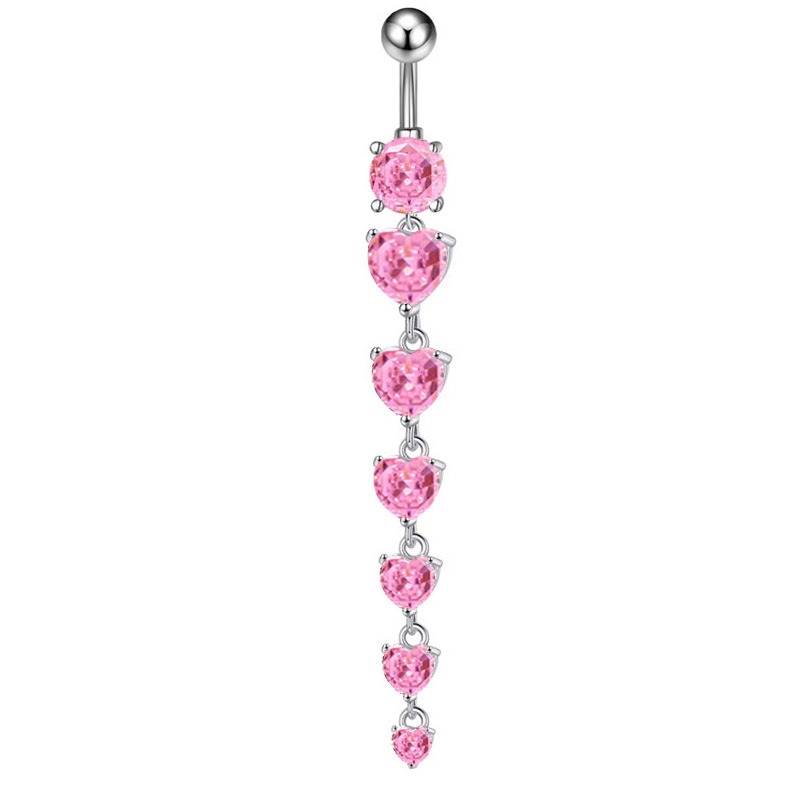 18K gold peach heart inlaid with gemstones with long design and high-end belly ornament - Image 8