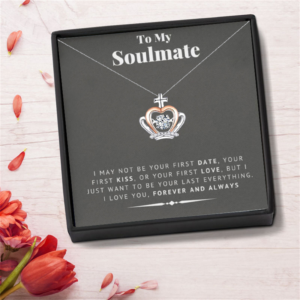 Fashionable Crown Diamond Design Gift Box Pendant Necklace For Your Soul Mate - Image 5