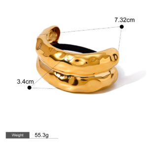 18K gold trendy unique double-layer texture design hair accessories