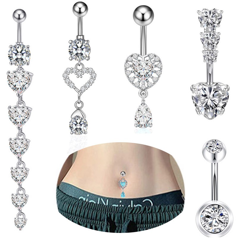18K gold peach heart inlaid with gemstones with long design and high-end belly ornament - Image 10