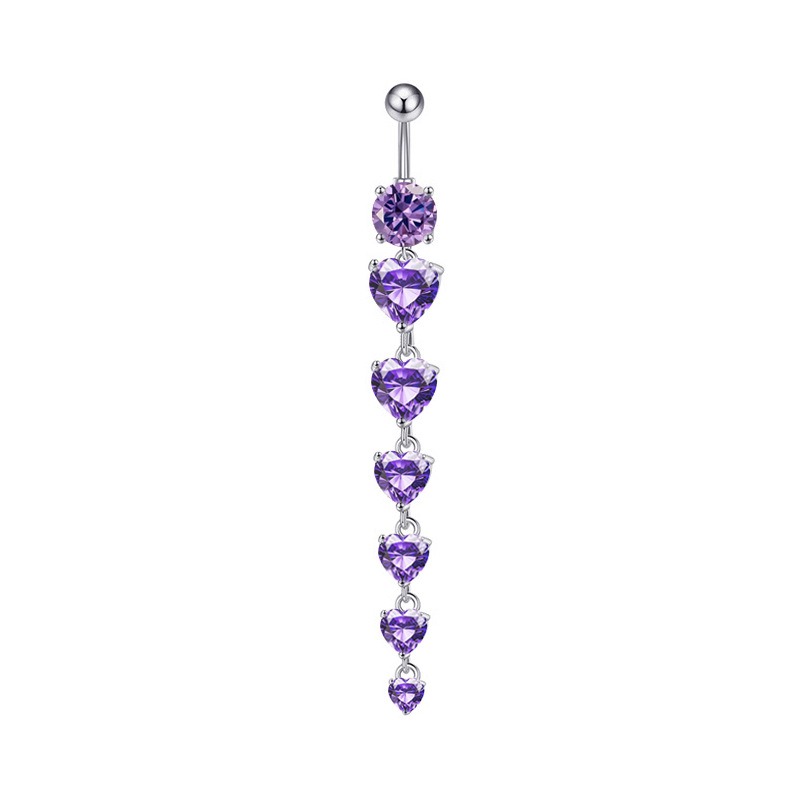 18K gold peach heart inlaid with gemstones with long design and high-end belly ornament - Image 12