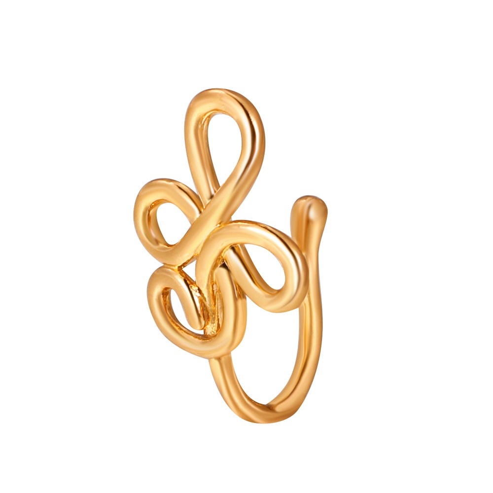 18K gold U-shaped with geometric inlaid zircon design high-end nose ornament - Image 45