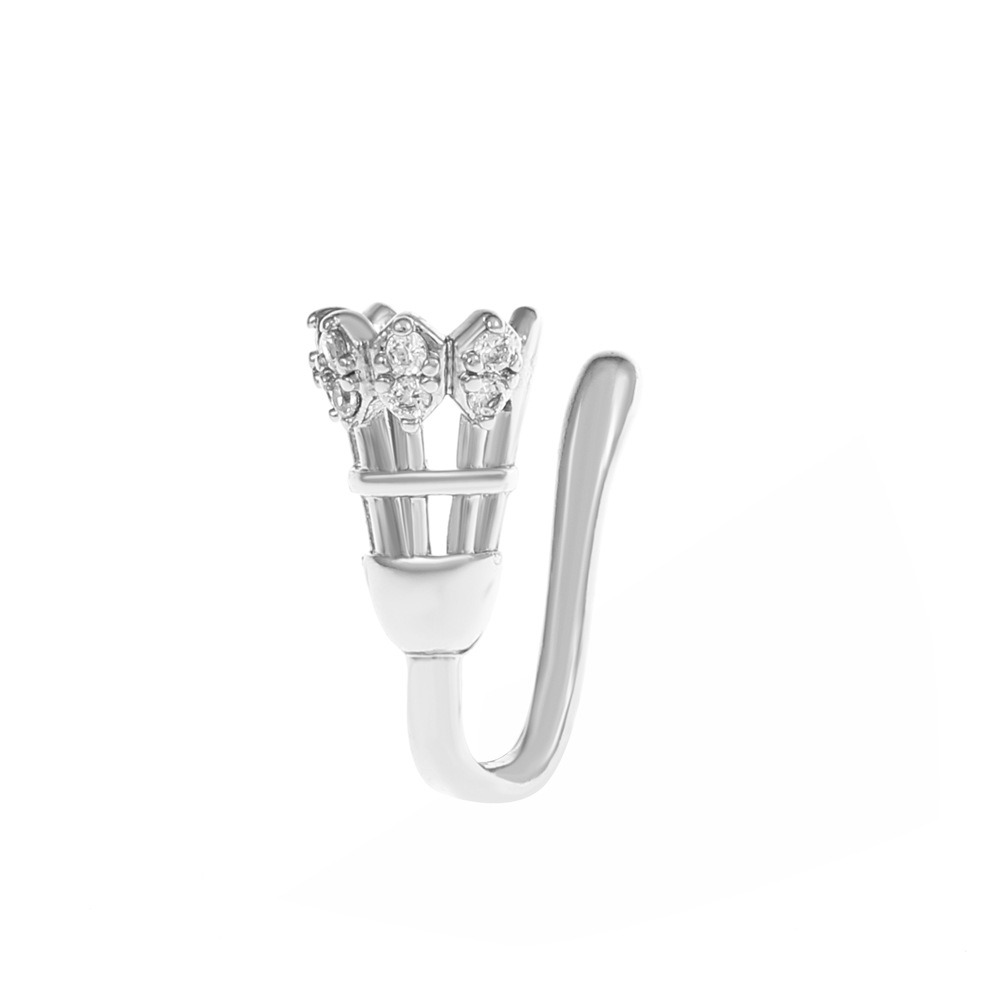 18K gold U-shaped with geometric inlaid zircon design high-end nose ornament - Image 54