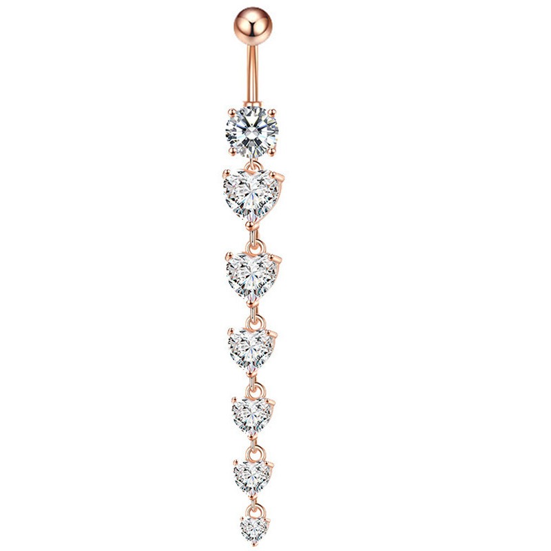 18K gold peach heart inlaid with gemstones with long design and high-end belly ornament - Image 14