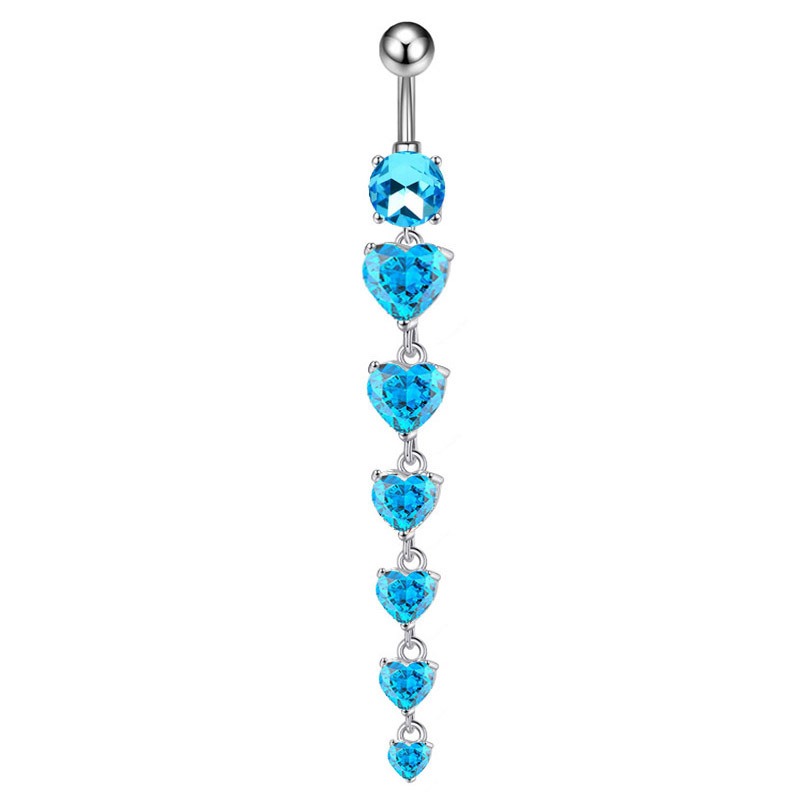 18K gold peach heart inlaid with gemstones with long design and high-end belly ornament - Image 15