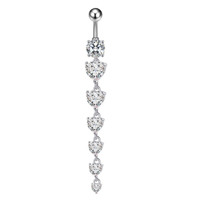 18K gold peach heart inlaid with gemstones with long design and high-end belly ornament - Image 17