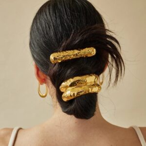 18K gold trendy unique double-layer texture design hair accessories
