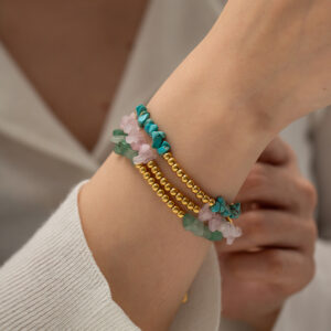18K Gold Fashion Simple Gravel Matching Bead Design Versatile Bracelet