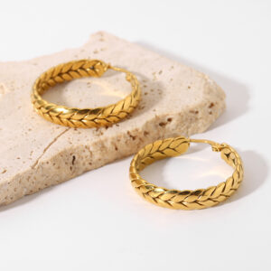 18K Gold Wheat Ear Geometric Pop Earrings