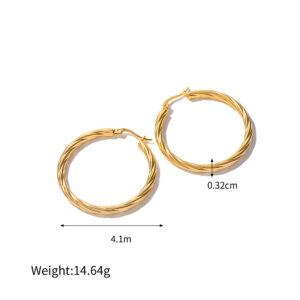 18K Gold Exquisite Personalized Cable Line Design Versatile Earrings