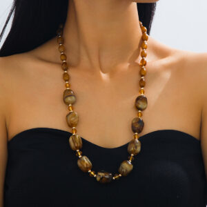 Colorful Resin Bead Necklace and Bracelet Set Collection
