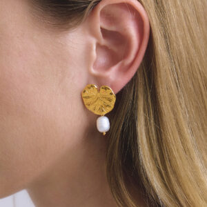 Freshwater Pearl Lotus Drop Earrings