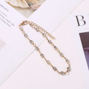 Exquisite and dazzling beach style inlaid round diamond all-match anklet