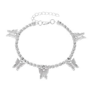 Fashion temperament diamond butterfly design claw chain tassel anklet
